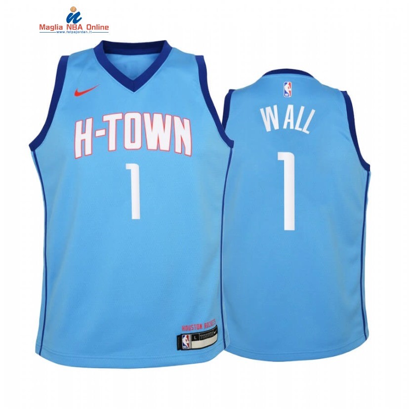 Maglia NBA Bambino Houston Rockets #1 John Wall Blu Città 2020-21 Acquista