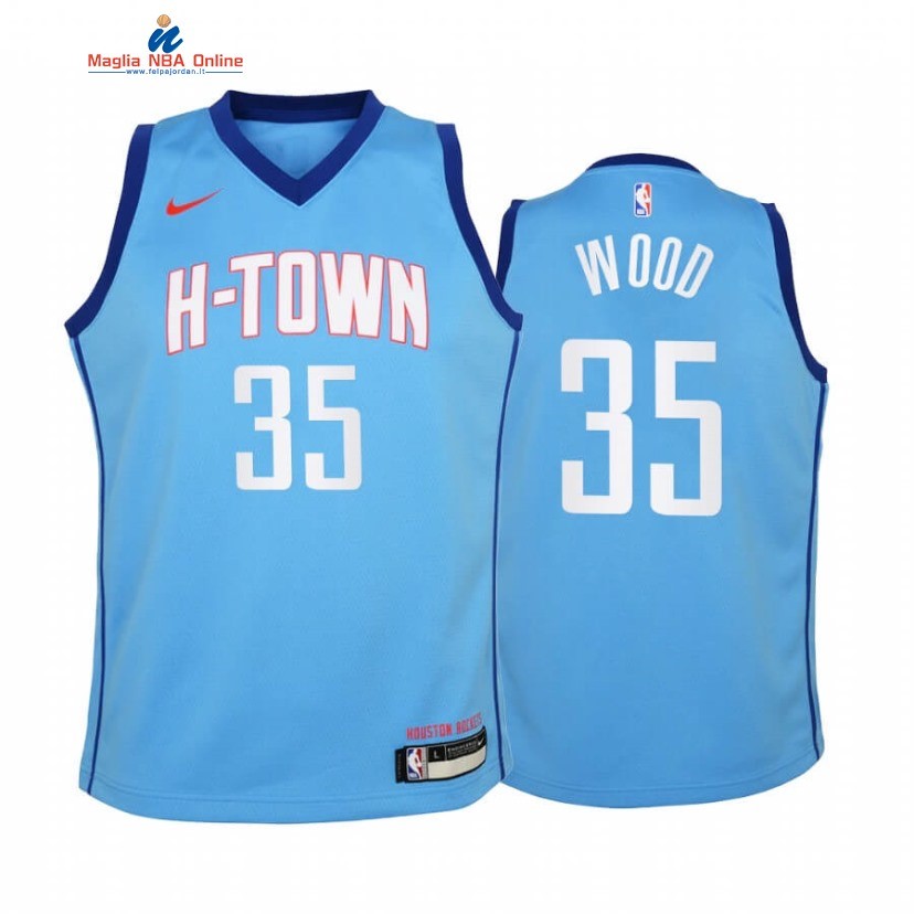 Maglia NBA Bambino Houston Rockets #35 Christian Wood Blu Città 2020-21 Acquista