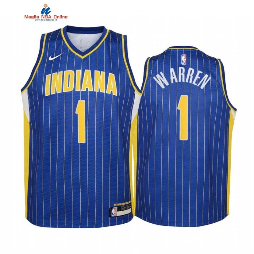 Maglia NBA Bambino Indiana Pacers #1 T.J. Warren Blu Città 2020-21 Acquista