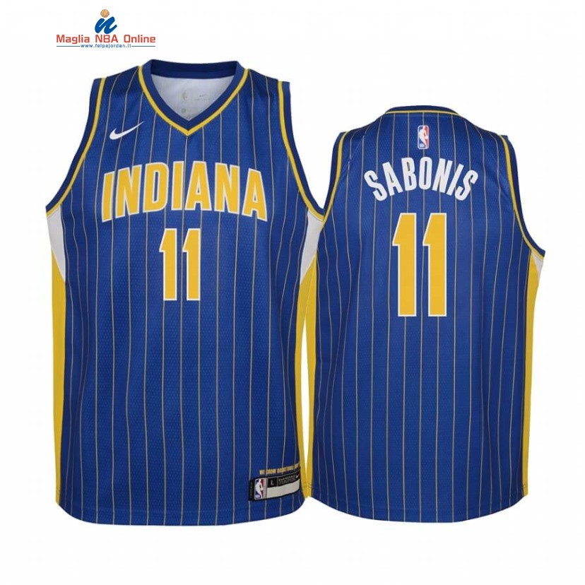 Maglia NBA Bambino Indiana Pacers #11 Domantas Sabonis Blu Città 2020-21 Acquista