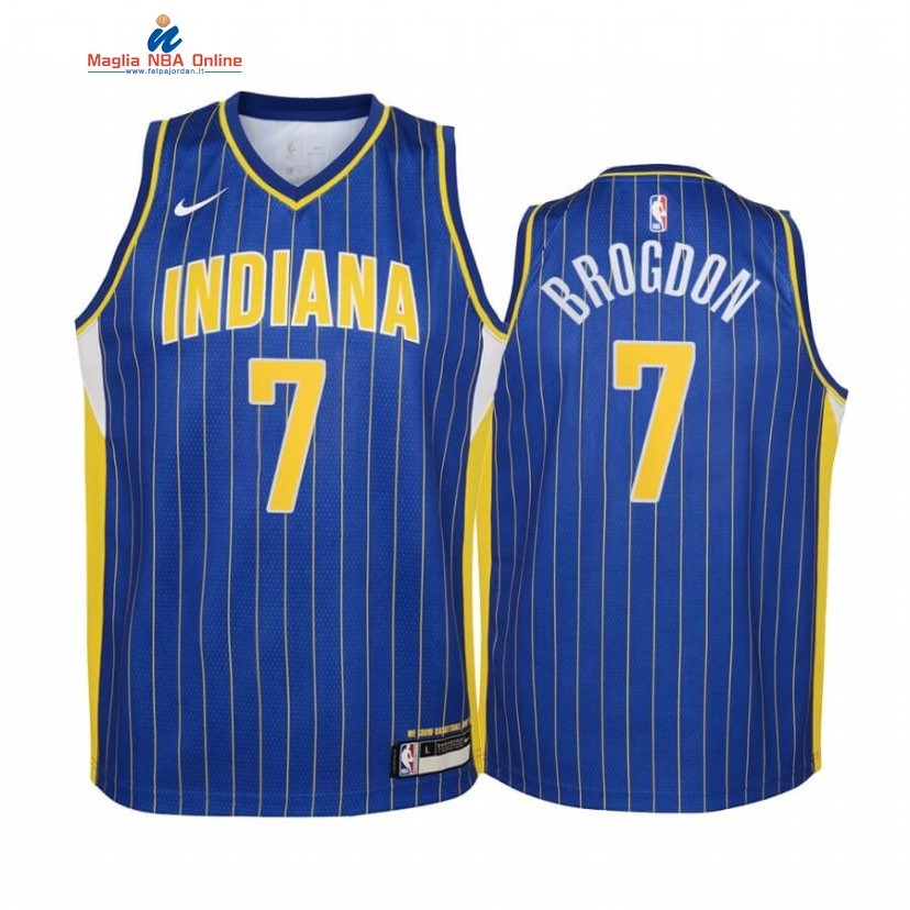 Maglia NBA Bambino Indiana Pacers #7 Malcolm Brogdon Blu Città 2020-21 Acquista