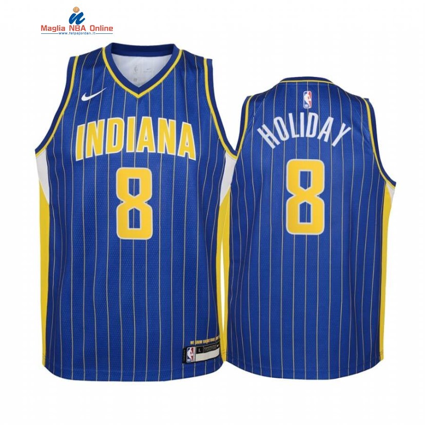 Maglia NBA Bambino Indiana Pacers #8 Justin Holiday Blu Città 2020-21 Acquista