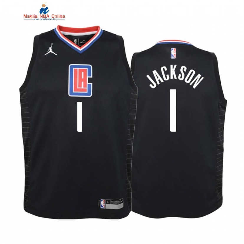 Maglia NBA Bambino Los Angeles Clippers #1 Reggie Jackson Nero Statement 2019-20 Acquista