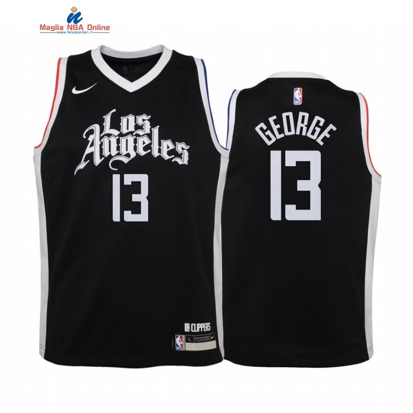 Maglia NBA Bambino Los Angeles Clippers #13 Paul George Nero Città 2020-21 Acquista