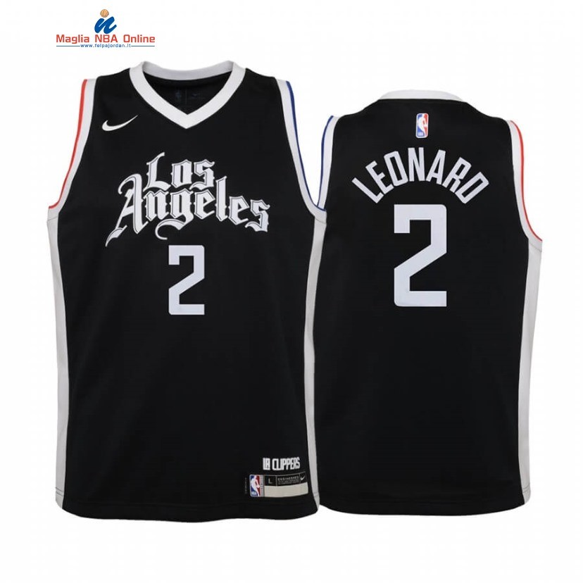 Maglia NBA Bambino Los Angeles Clippers #2 Kawhi Leonard Nero Città 2020-21 Acquista