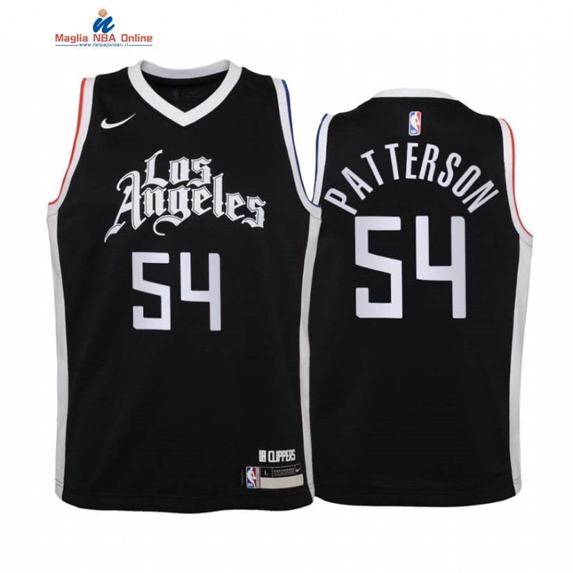 Maglia NBA Bambino Los Angeles Clippers #54 Patrick Patterson Nero Città 2020-21 Acquista