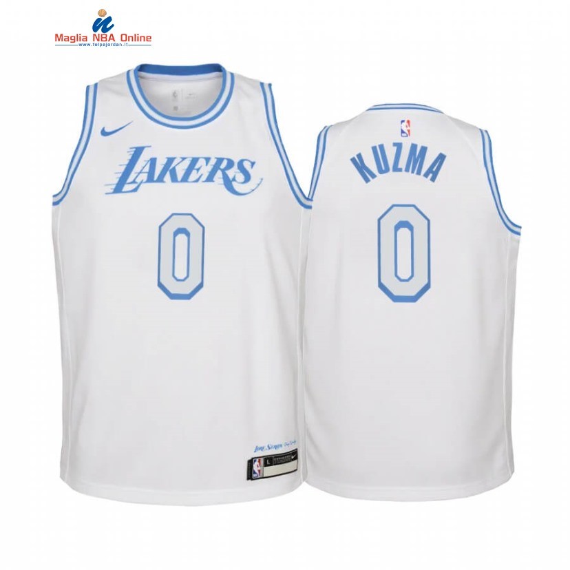 Maglia NBA Bambino Los Angeles Lakers #0 Kyle Kuzma Bianco Città 2020-21 Acquista