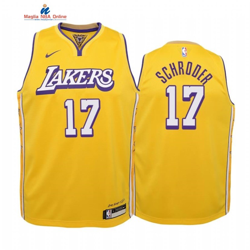 Maglia NBA Bambino Los Angeles Lakers #17 Dennis Schroder Oro Icon 2020 Acquista