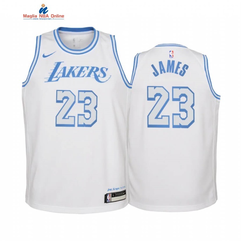 Maglia NBA Bambino Los Angeles Lakers #23 LeBron James Bianco Città 2020-21 Acquista