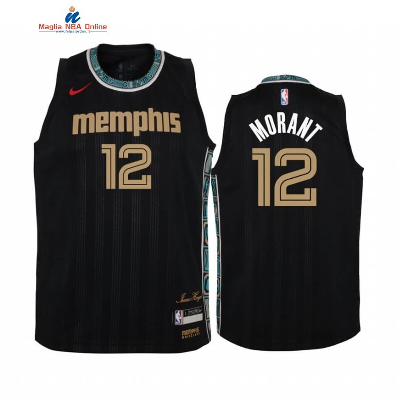 Maglia NBA Bambino Memphis Grizzlies #12 Ja Morant Nero Città 2020-21 Acquista