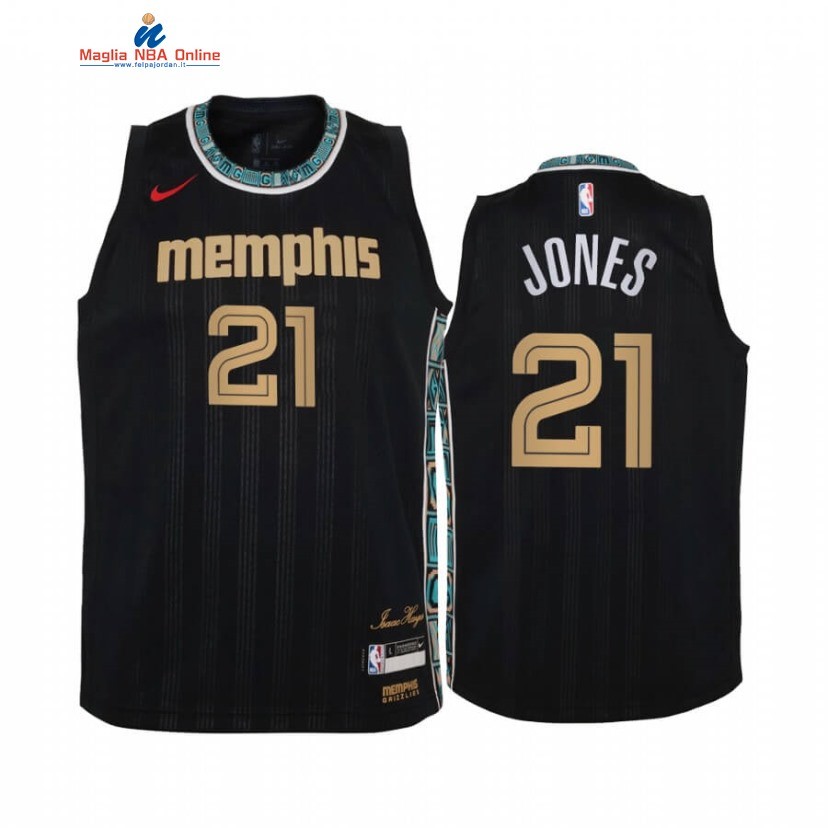 Maglia NBA Bambino Memphis Grizzlies #21 Tyus Jones Nero Città 2020-21 Acquista