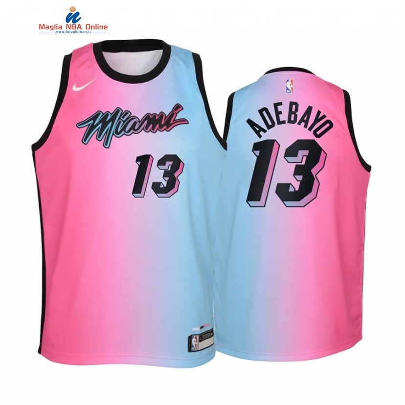 Maglia NBA Bambino Miami Heat #13 Bam Adebayo Blu Rosa Città 2020-21 Acquista
