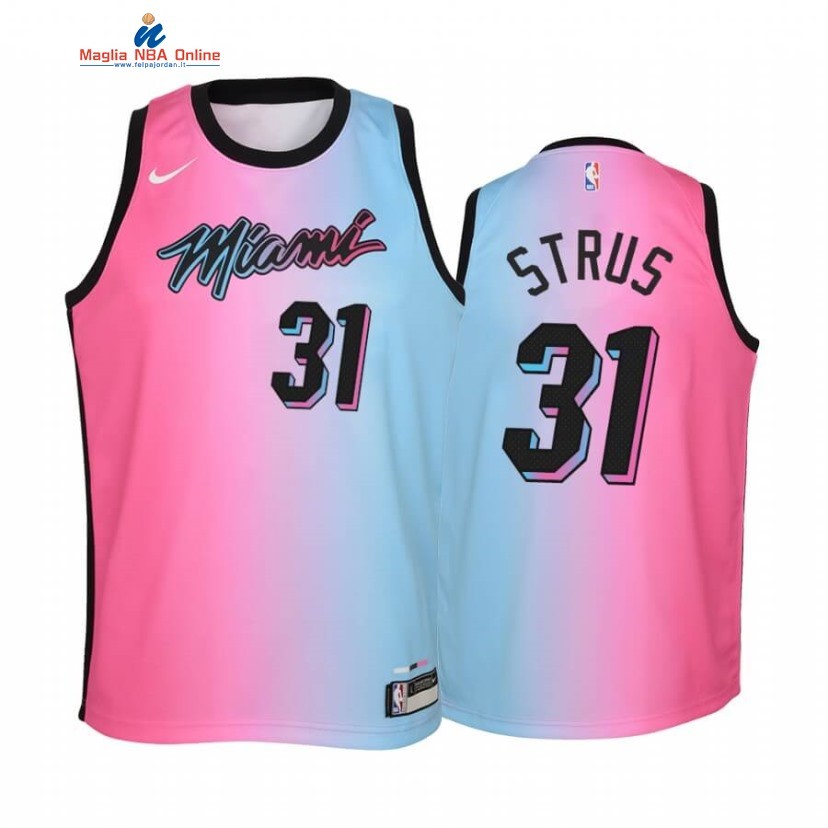 Maglia NBA Bambino Miami Heat #31 Max Strus Blu Rosa Città 2020-21 Acquista