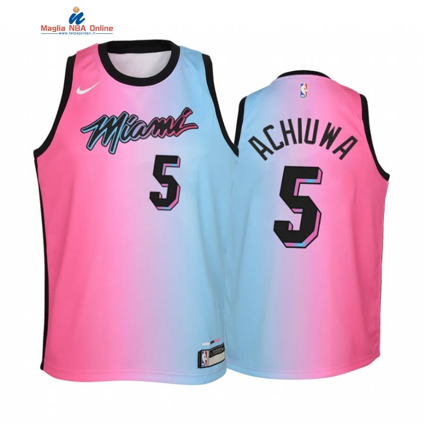 Maglia NBA Bambino Miami Heat #5 Precious Achiuwa Blu Rosa Città 2020-21 Acquista