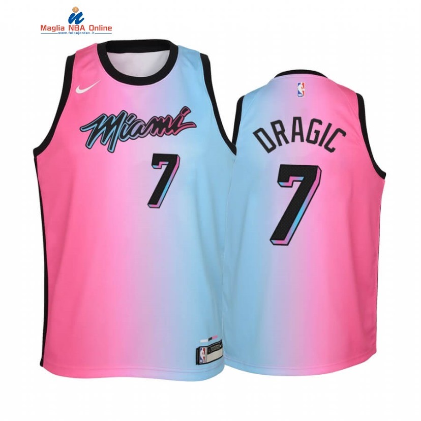Maglia NBA Bambino Miami Heat #7 Goran Dragic Blu Rosa Città 2020-21 Acquista
