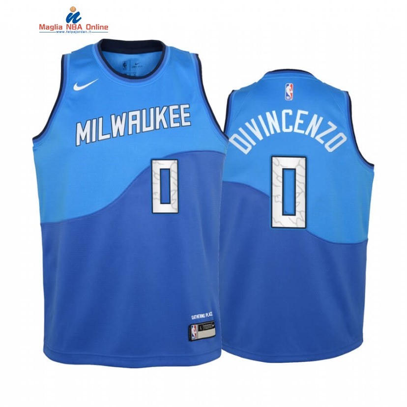 Maglia NBA Bambino Milwaukee Bucks #0 Donte DiVincenzo Blu Città 2020-21 Acquista