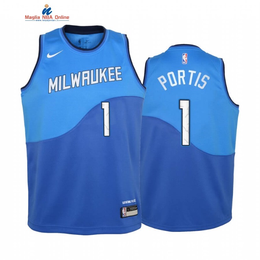 Maglia NBA Bambino Milwaukee Bucks #1 Sam Merrill Blu Città 2020-21 Acquista