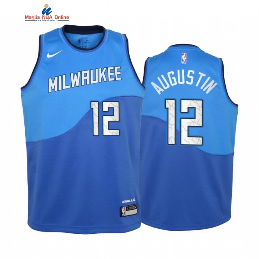 Maglia NBA Bambino Milwaukee Bucks #12 D.J. Augustin Blu Città 2020-21 Acquista