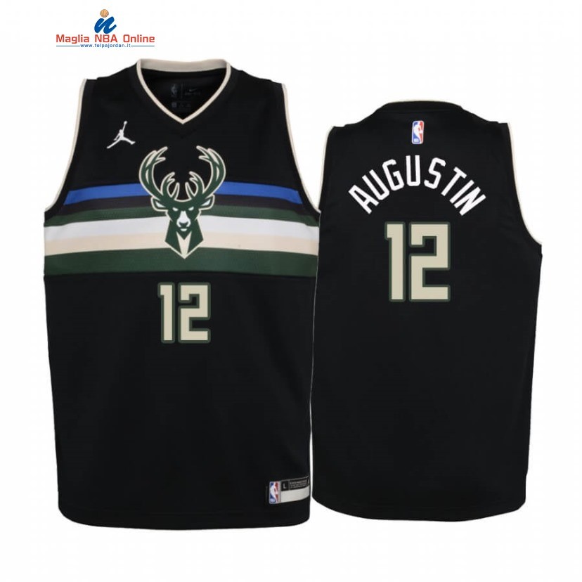 Maglia NBA Bambino Milwaukee Bucks #12 D.J. Augustin Nero Statement 2020 Acquista