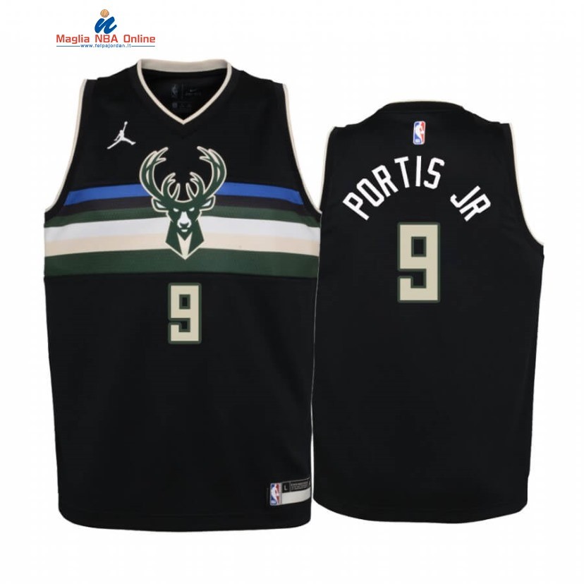 Maglia NBA Bambino Milwaukee Bucks #9 Bobby Portis Nero Statement 2020 Acquista