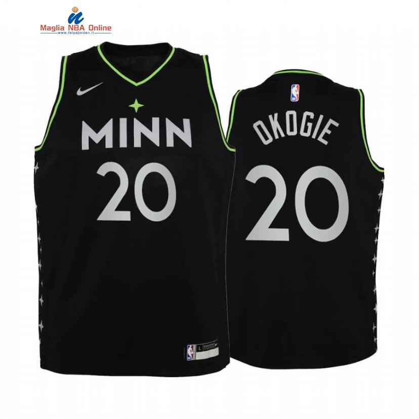 Maglia NBA Bambino Minnesota Timberwolves #20 Josh Okogie Nero Città 2020-21 Acquista