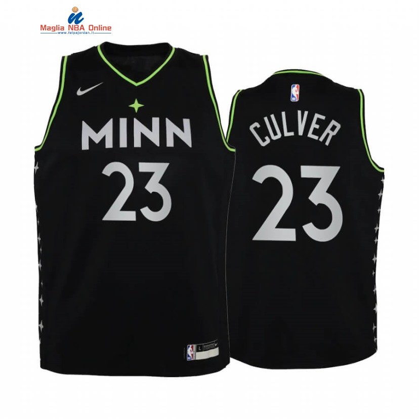 Maglia NBA Bambino Minnesota Timberwolves #23 Jarrett Culver Nero Città 2020-21 Acquista