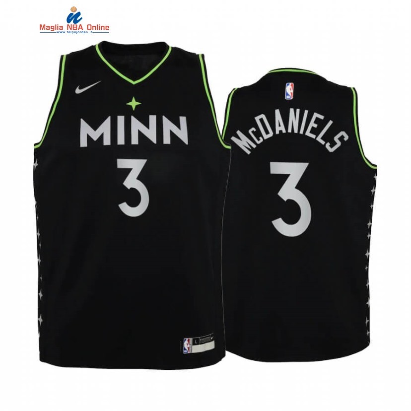 Maglia NBA Bambino Minnesota Timberwolves #3 Jaden McDaniels Nero Città 2020-21 Acquista