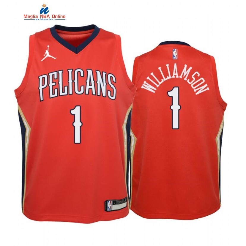 Maglia NBA Bambino New Orleans Pelicans #1 Zion Williamson Rosso Statement 2020 Acquista