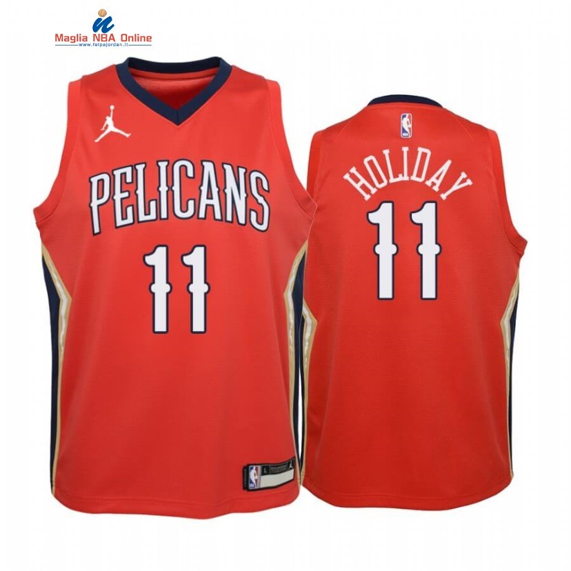 Maglia NBA Bambino New Orleans Pelicans #11 Jrue Holiday Rosso Statement 2020 Acquista