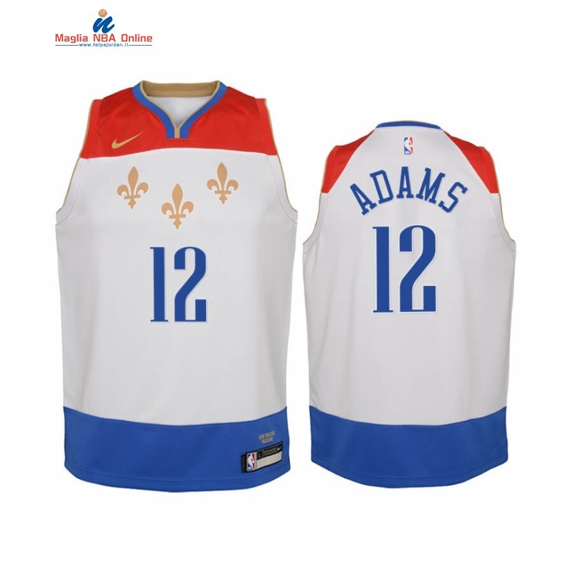 Maglia NBA Bambino New Orleans Pelicans #12 Steven Adams Bianco Città 2020-21 Acquista