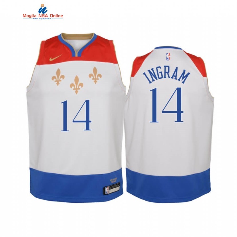 Maglia NBA Bambino New Orleans Pelicans #14 Brandon Ingram Bianco Città 2020-21 Acquista