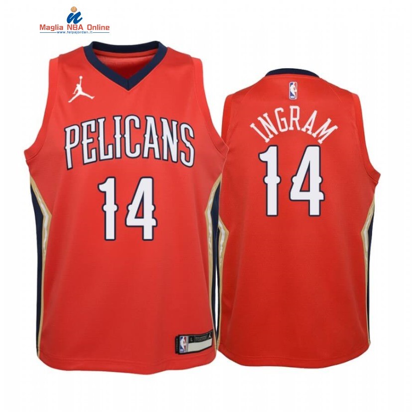 Maglia NBA Bambino New Orleans Pelicans #14 Brandon Ingram Rosso Statement 2020 Acquista