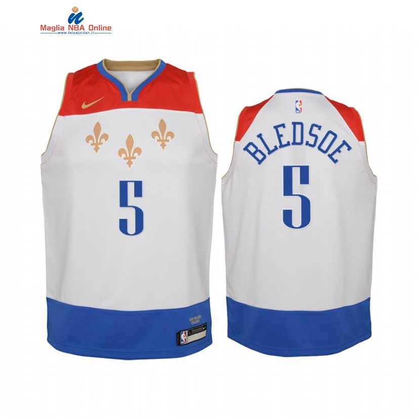 Maglia NBA Bambino New Orleans Pelicans #5 Eric Bledsoe Bianco Città 2020-21 Acquista