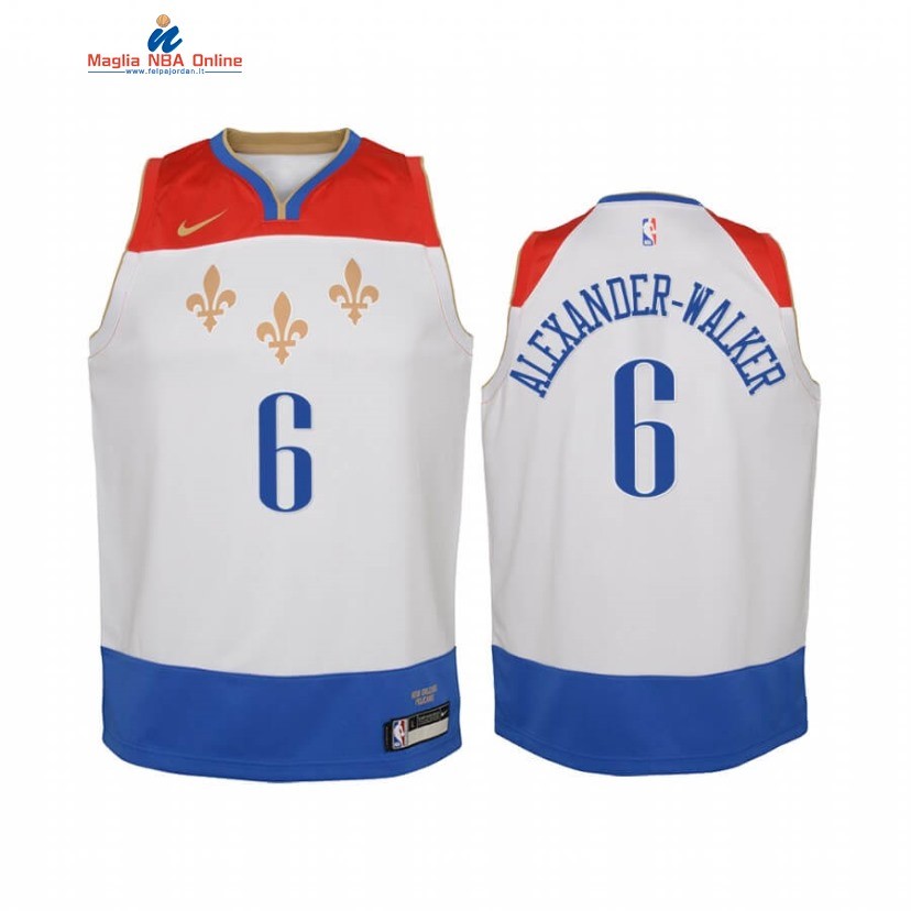 Maglia NBA Bambino New Orleans Pelicans #6 Nickeil Alexander Walker Bianco Città 2020-21 Acquista