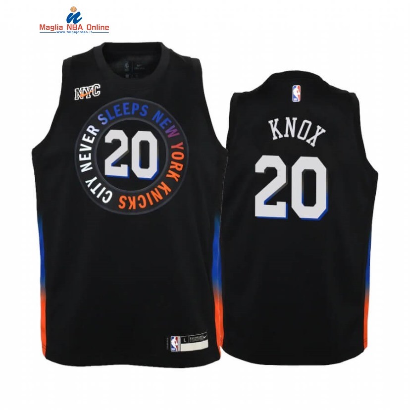 Maglia NBA Bambino New York Knicks #20 Kevin Knox Nero Città 2020-21 Acquista