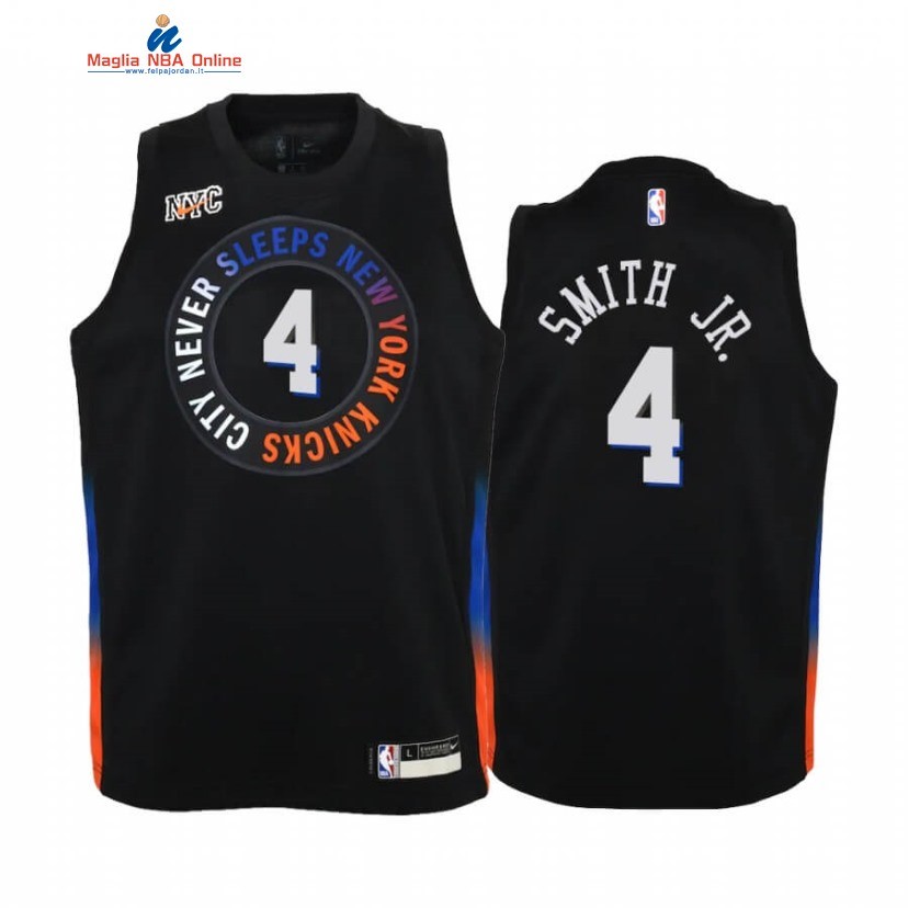 Maglia NBA Bambino New York Knicks #4 Dennis Smith Jr. Nero Città 2020-21 Acquista