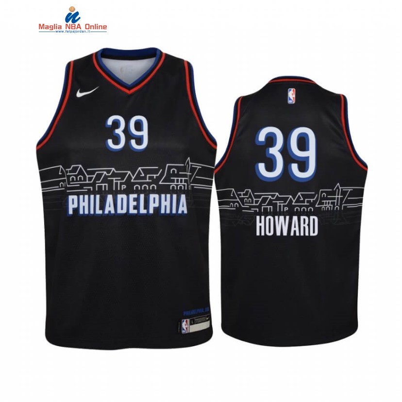 Maglia NBA Bambino Philadelphia Sixers #39 Dwight Howard Nero Città 2020-21 Acquista