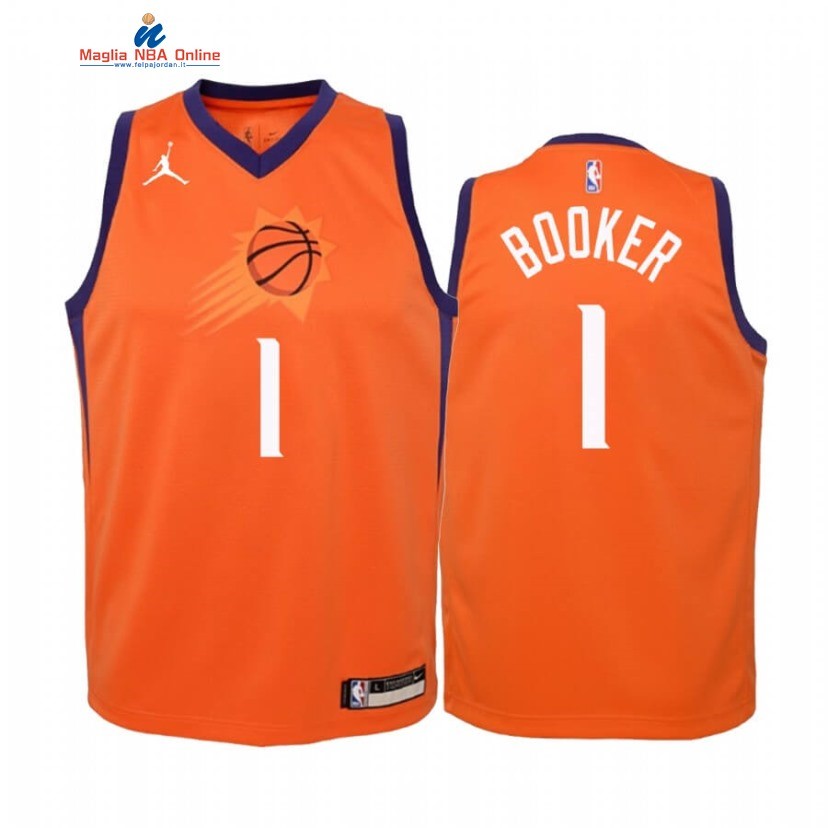Maglia NBA Bambino Phoenix Suns #1 Devin Booker Arancia Statement 2020 Acquista