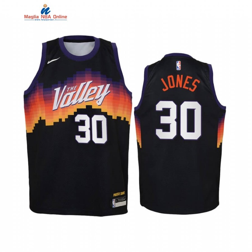 Maglia NBA Bambino Phoenix Suns #30 Damian Jones Nero Città 2020-21 Acquista