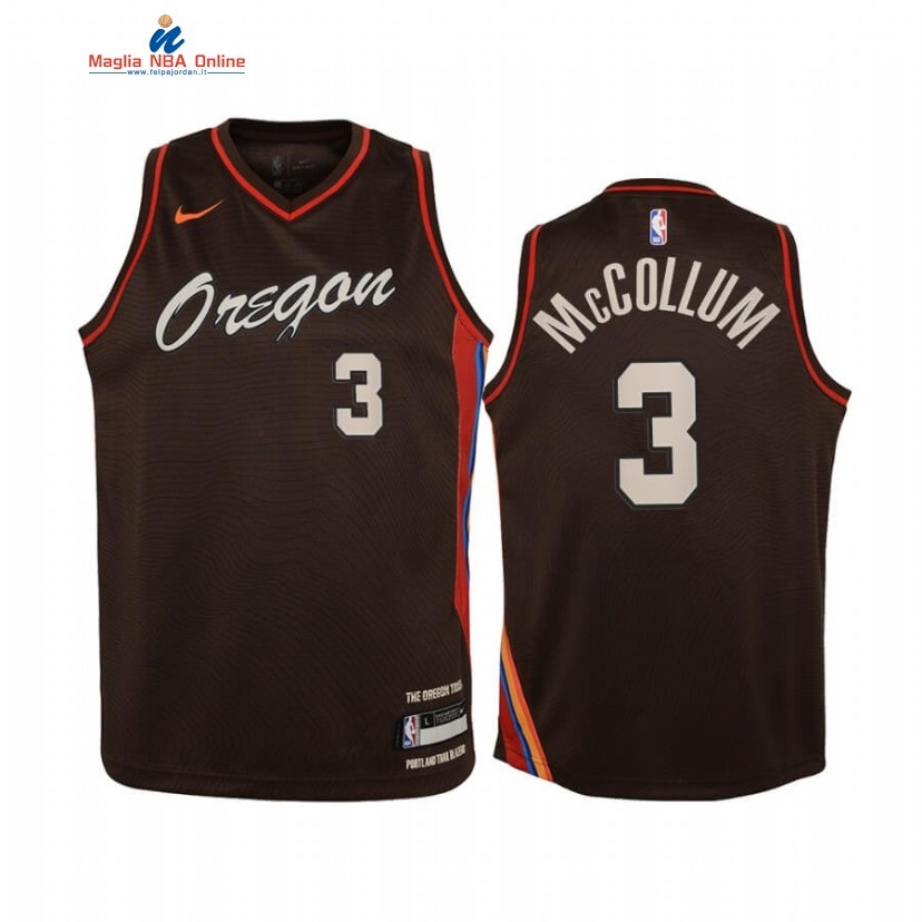 Maglia NBA Bambino Portland Trail Blazers #3 C.J. McCollum Nero Città 2020 Acquista