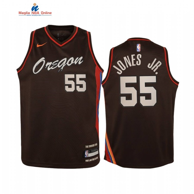 Maglia NBA Bambino Portland Trail Blazers #55 Derrick Jones Jr. Nero Città 2020 Acquista