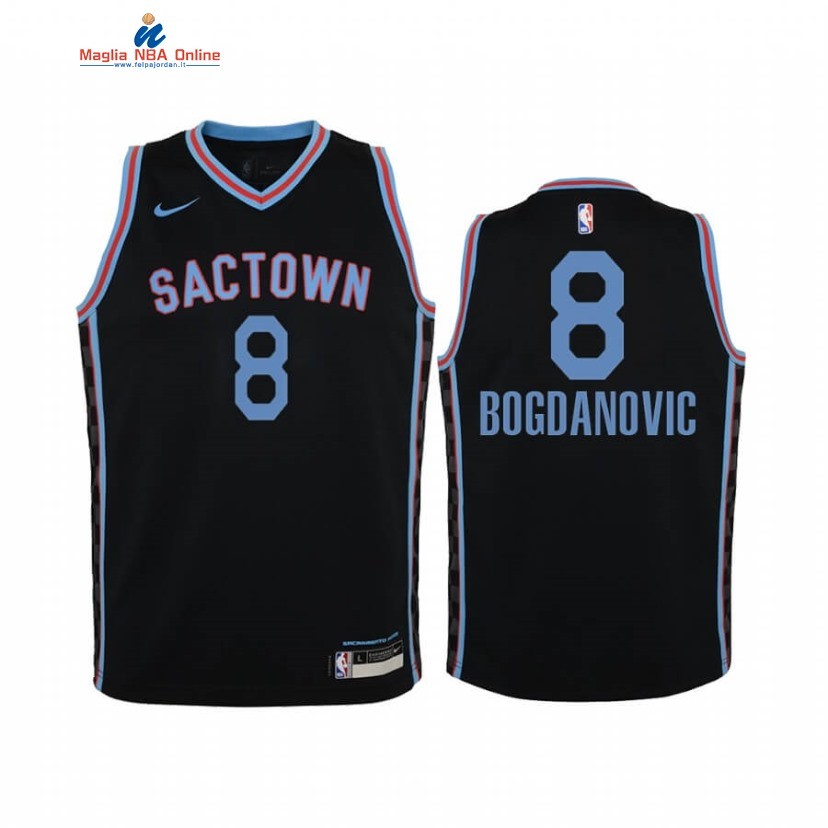 Maglia NBA Bambino Sacramento Kings #8 Bogdan Bogdanovic Nero Città 2020-21 Acquista