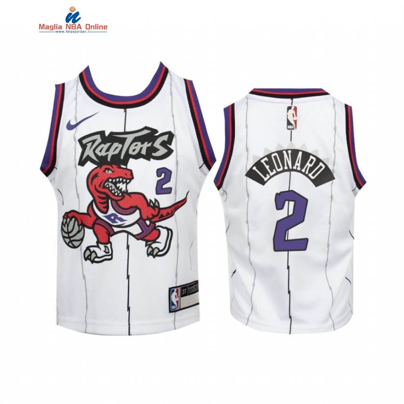 Maglia NBA Bambino Toronto Raptors #2 Kawhi Leonard Bianco Hardwood Classics Acquista