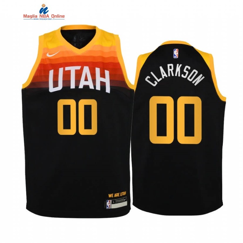 Maglia NBA Bambino Utah Jazz #00 Jordan Clarkson Nero Città 2020-21 Acquista