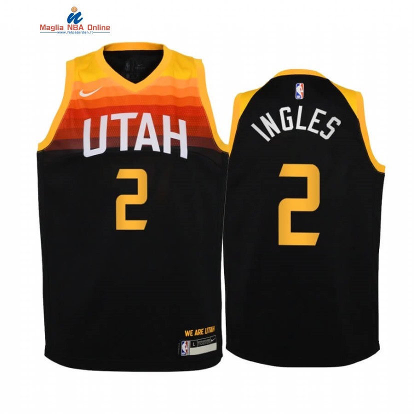 Maglia NBA Bambino Utah Jazz #2 Joe Ingles Nero Città 2020-21 Acquista