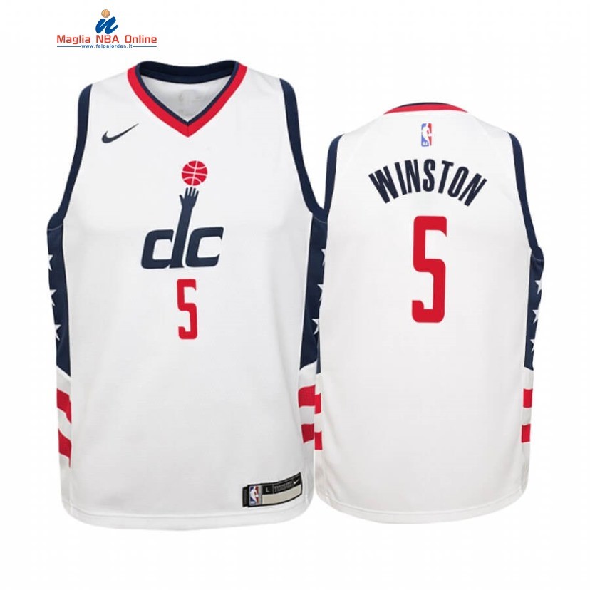 Maglia NBA Bambino Washington Wizards #5 Cassius Winston Bianco Città 2020-21 Acquista