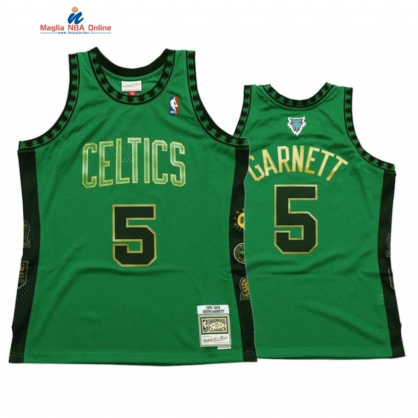 Maglia NBA Boston Celtics #5 Kevin Garnett Hall of Fame Verde Hardwood Classics Acquista