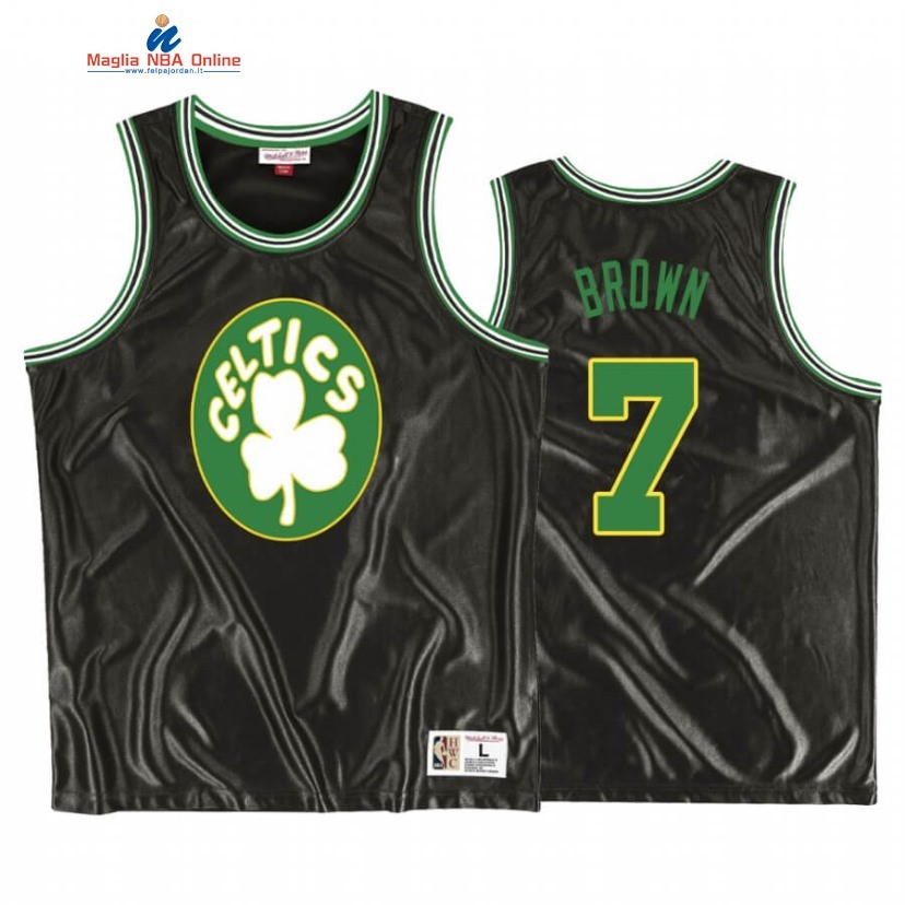 Maglia NBA Boston Celtics #7 Jaylen Brown Nero Verde Hardwood Classics 2020 Acquista