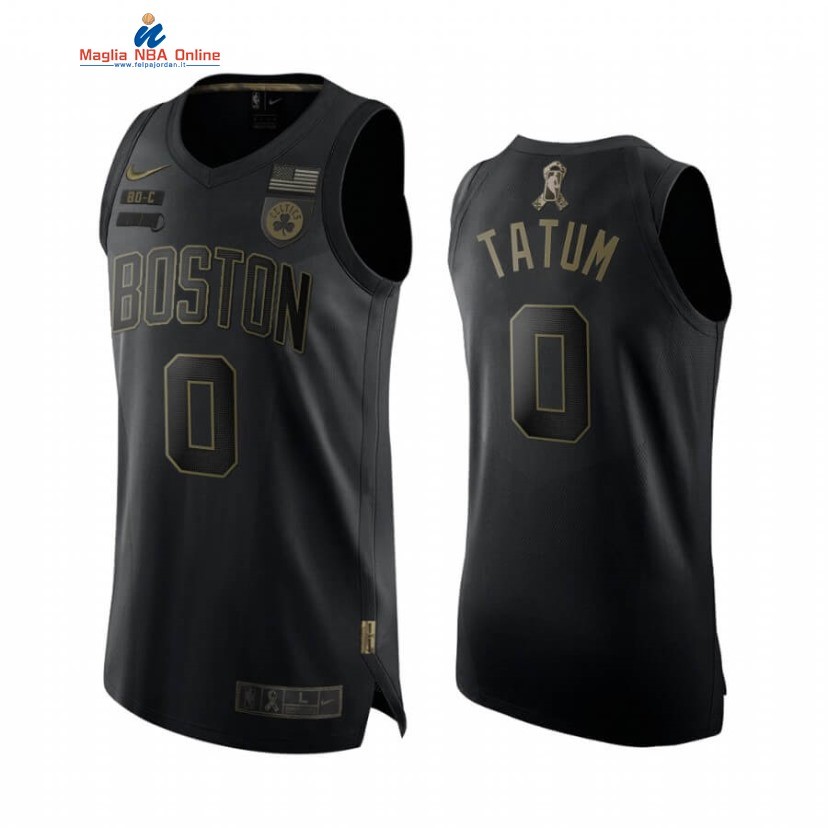 Maglia NBA Boston Celtics Servizio Di Saluto #0 Jayson Tatum Nero 2020 Acquista