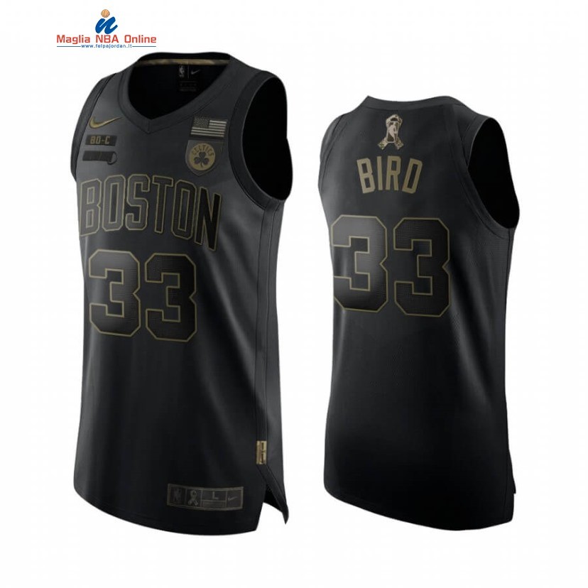 Maglia NBA Boston Celtics Servizio Di Saluto #33 Larry Bird Nero 2020 Acquista